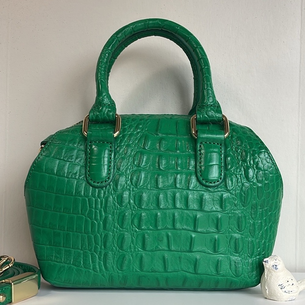 G.I.L.I Embossed Croc Genuine Leather Mini Satchel Crossbody